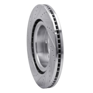 Land Rover Range Rover Sport Brake Rotor (1) - Front Right - R1 Concepts - Drilled & Slotted - Silver - `05-`09